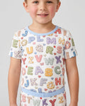Fabric Alphabet Letters Bamboo Two Piece Short Sleeve Shorts Pajama Set
