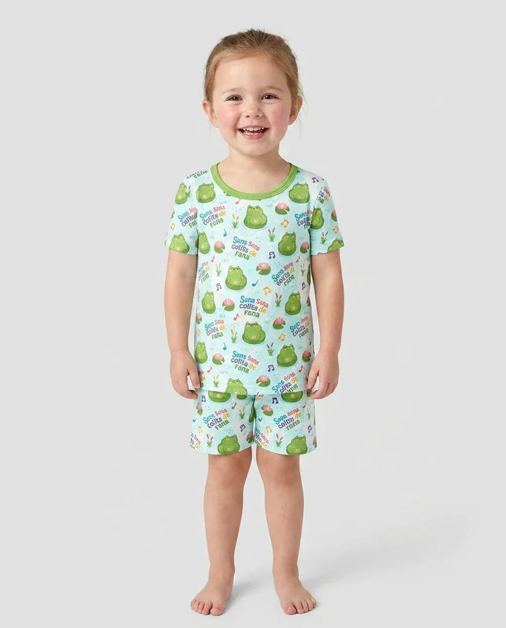 Schlafanzug-Set zweiteilig, kurze Ärmel, kurze Hose, Bambus