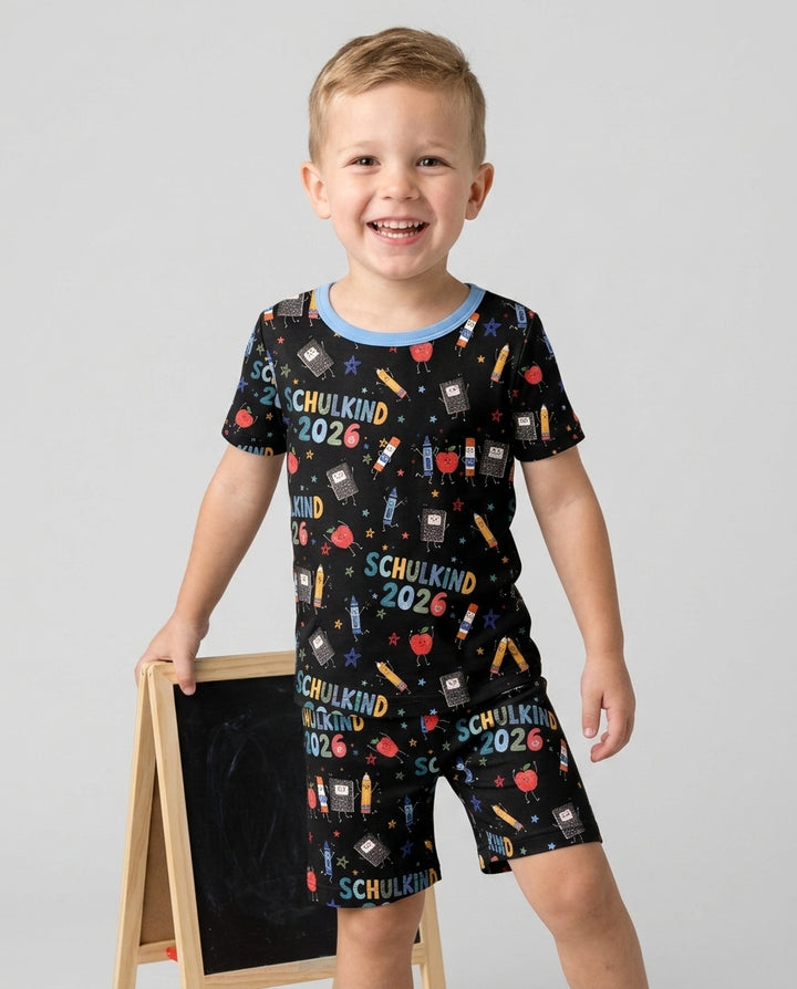 Schlafanzug-Set zweiteilig, kurze Ärmel, kurze Hose, Bambus