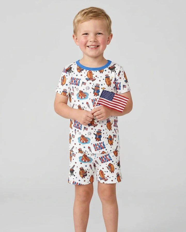 Schlafanzug-Set zweiteilig, kurze Ärmel, kurze Hose, Bambus