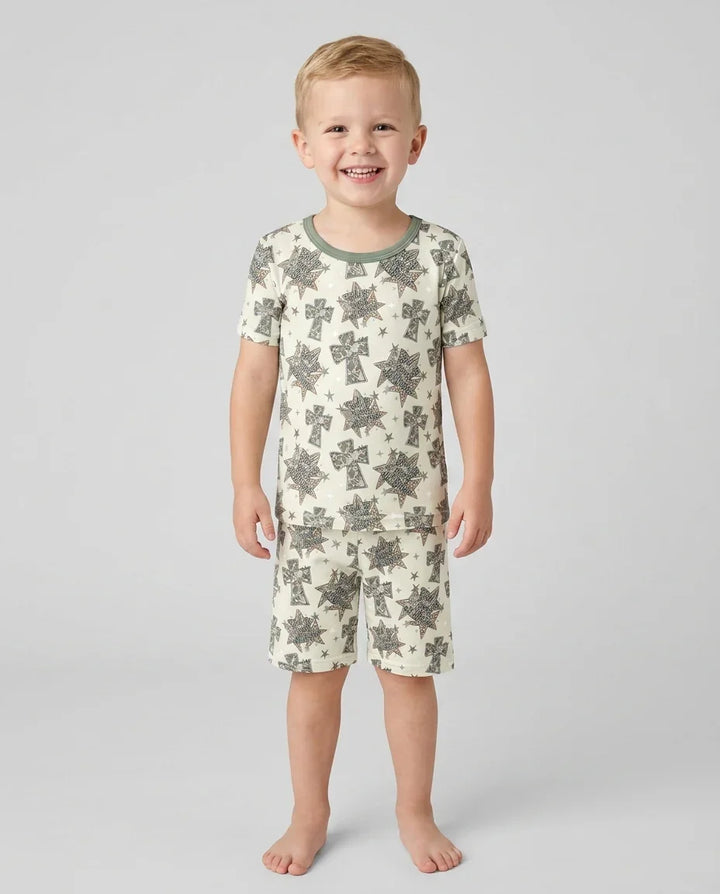 Camo God is Good Family Matching Bamboo Two Piece Short Sleeve Shorts Pajama Set