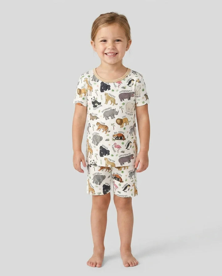 Schlafanzug-Set zweiteilig, kurze Ärmel, kurze Hose, Bambus