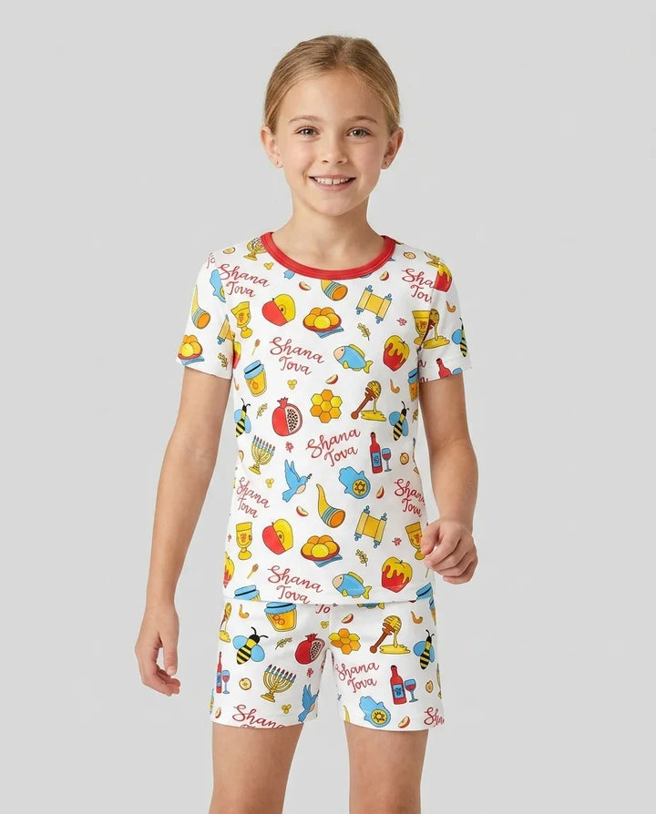 Template Zweiteiliges Pyjama-Set mit kurzen Ärmeln und Shorts