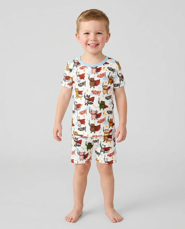Schlafanzug-Set zweiteilig, kurze Ärmel, kurze Hose, Bambus