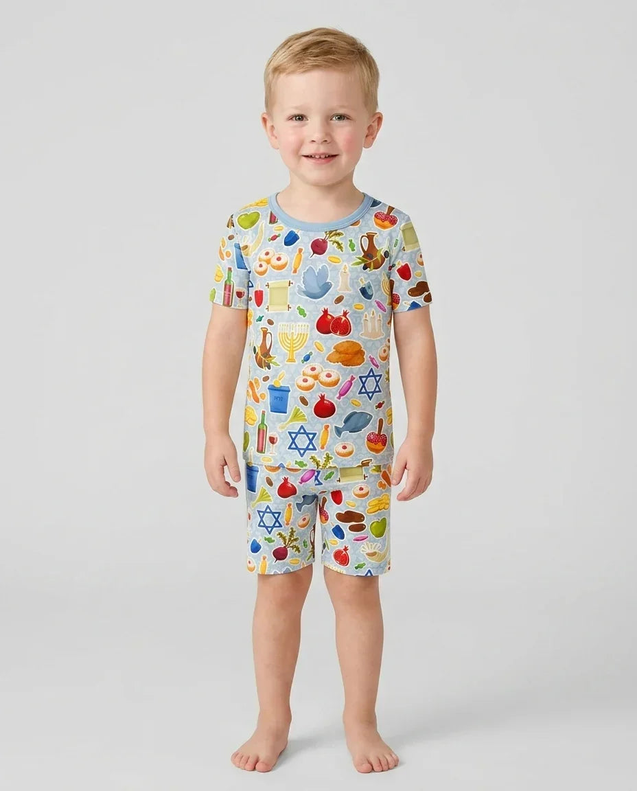 Template Zweiteiliges Pyjama-Set mit kurzen Ärmeln und Shorts