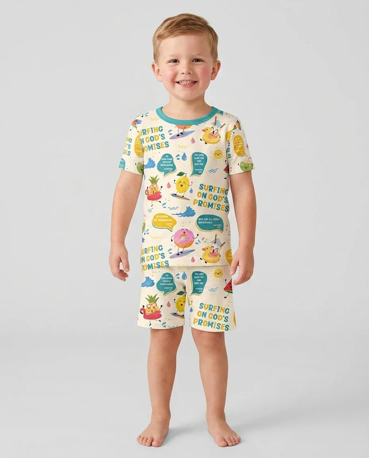 Template Zweiteiliges Pyjama-Set mit kurzen Ärmeln und Shorts