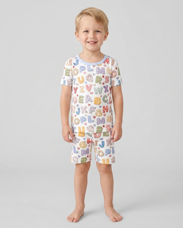 Schlafanzug-Set zweiteilig, kurze Ärmel, kurze Hose, Bambus