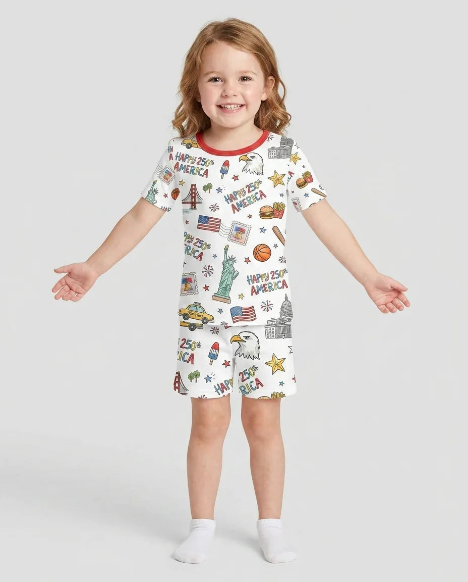 Schlafanzug-Set zweiteilig, kurze Ärmel, kurze Hose, Bambus