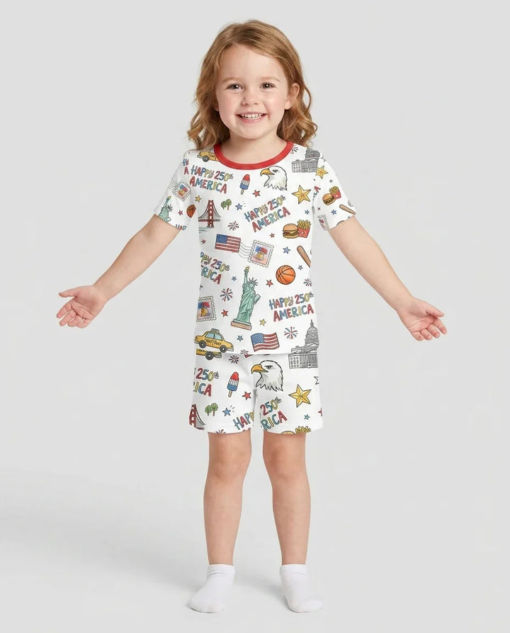 Schlafanzug-Set zweiteilig, kurze Ärmel, kurze Hose, Bambus