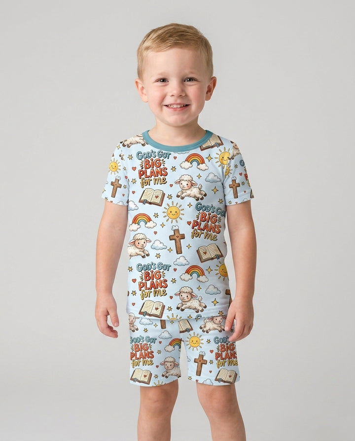 Template Zweiteiliges Pyjama-Set mit kurzen Ärmeln und Shorts