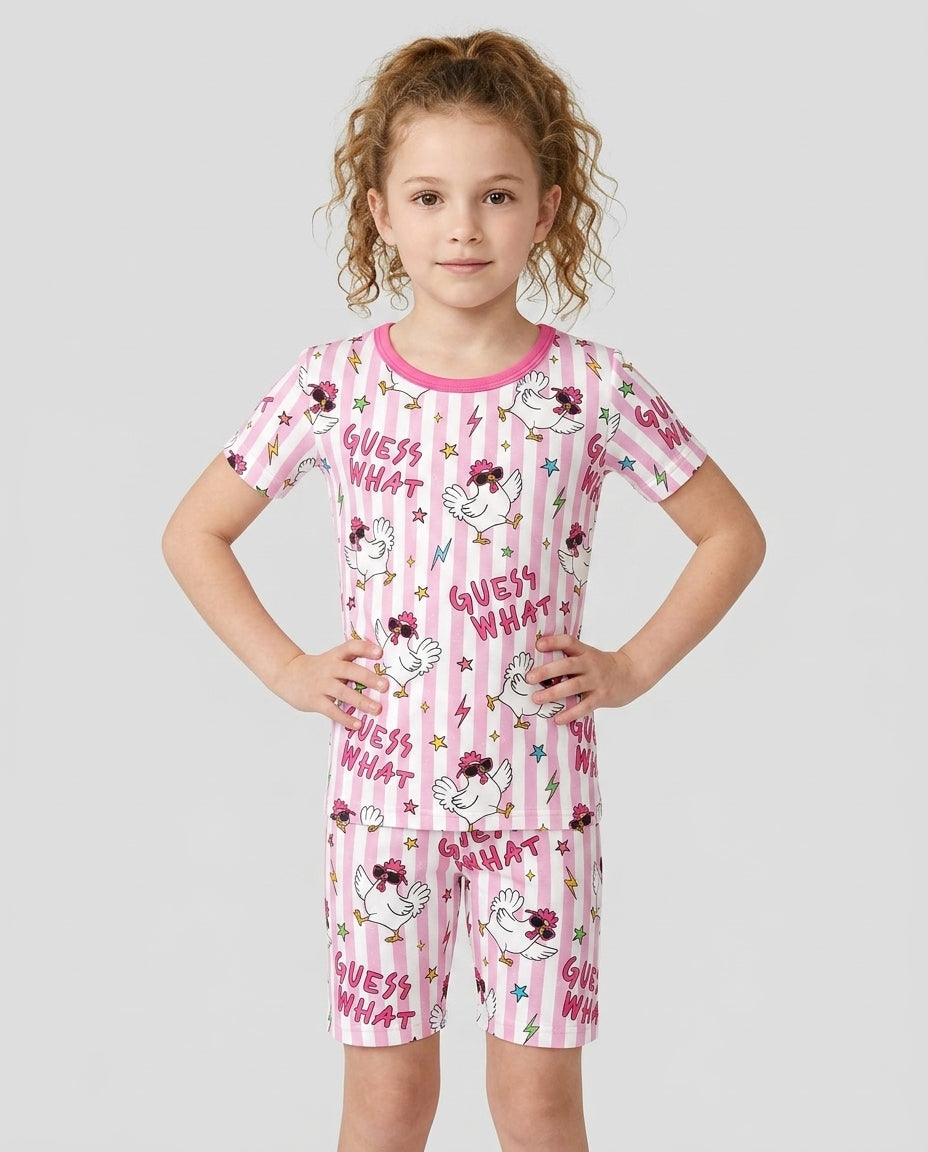 Guess What? Chicken Butt! Bamboo Two Piece Short Sleeve Shorts Pajama Set