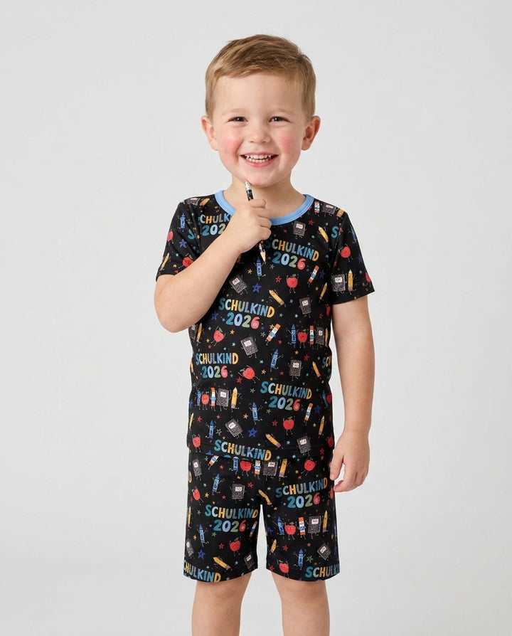 Schlafanzug-Set zweiteilig, kurze Ärmel, kurze Hose, Bambus
