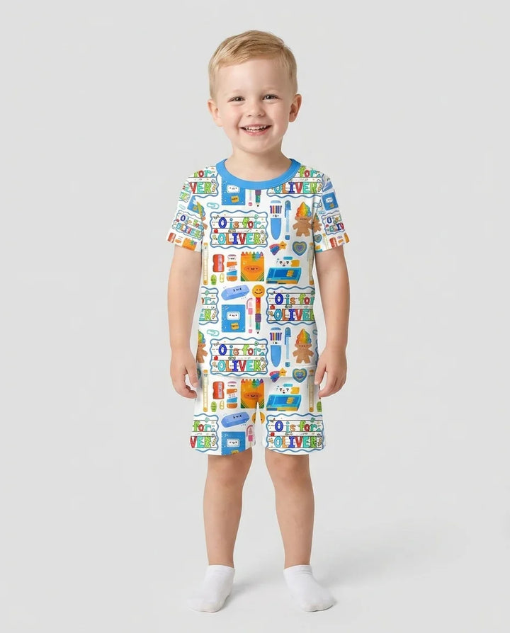 Schlafanzug-Set zweiteilig, kurze Ärmel, kurze Hose, Bambus