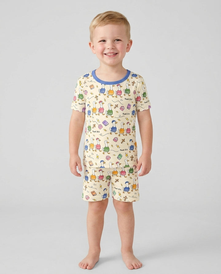 Zweiteiliges Pyjama-Set mit kurzen Ärmeln und Shorts im Sommer-Design
