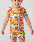Retro Happy Classroom Bamboo Two Piece Short Sleeve Shorts Pajama Set
