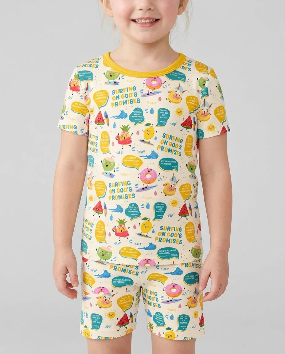 Template Zweiteiliges Pyjama-Set mit kurzen Ärmeln und Shorts