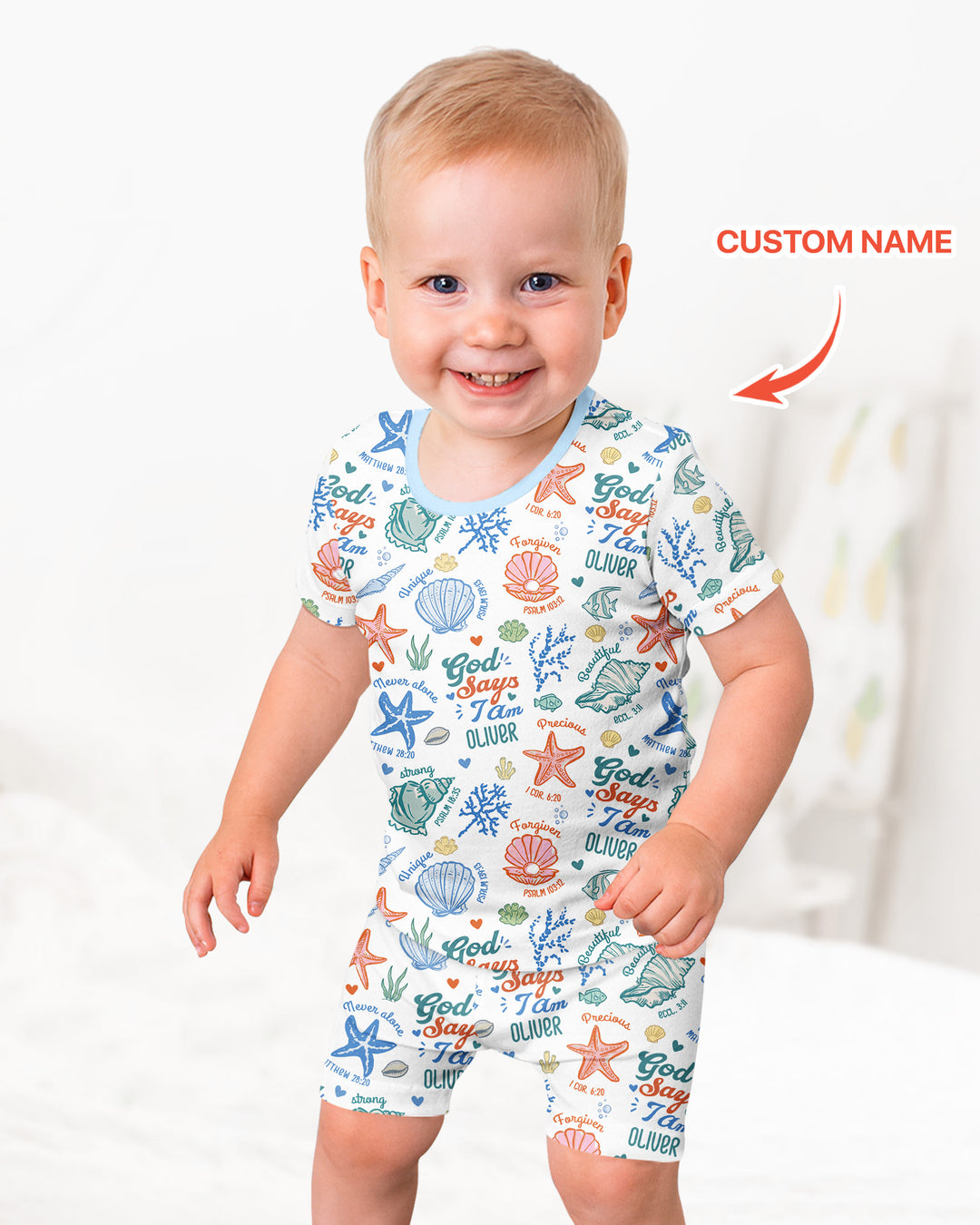 Zweiteiliges, kurzärmliges Pyjama-Set mit Marienkäfern