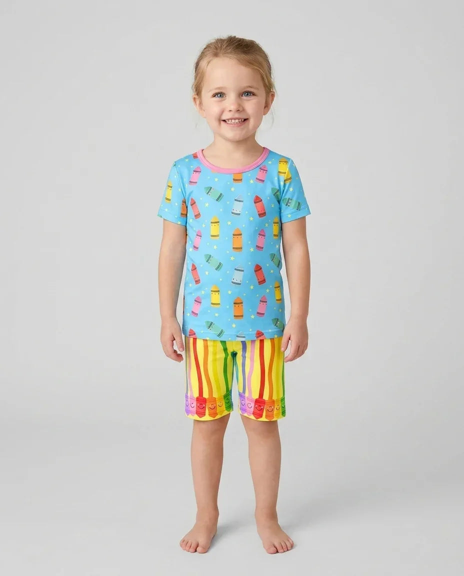 Schlafanzug-Set zweiteilig, kurze Ärmel, kurze Hose, Bambus