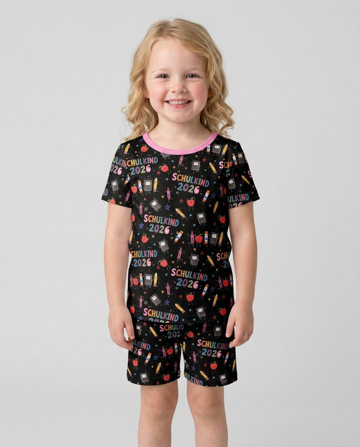 Schlafanzug-Set zweiteilig, kurze Ärmel, kurze Hose, Bambus