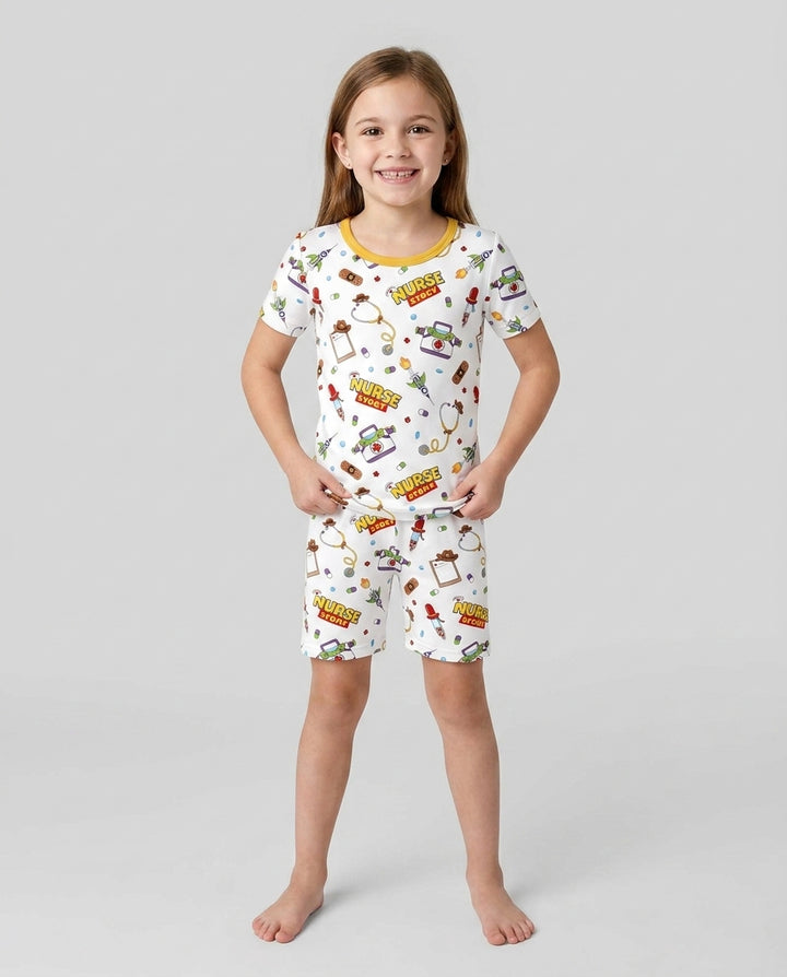 Template Zweiteiliges Pyjama-Set mit kurzen Ärmeln und Shorts