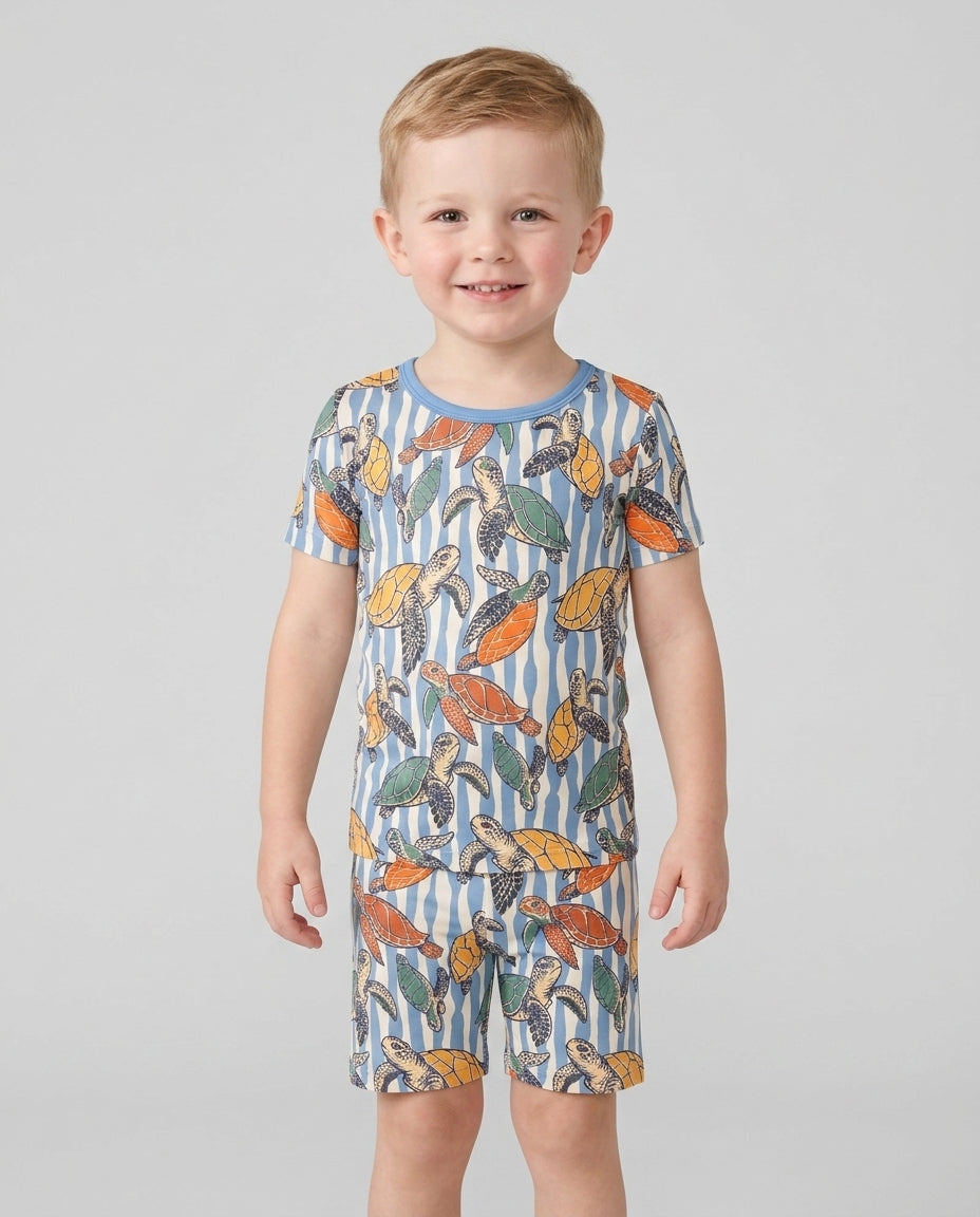 Template Zweiteiliges Pyjama-Set mit kurzen Ärmeln und Shorts