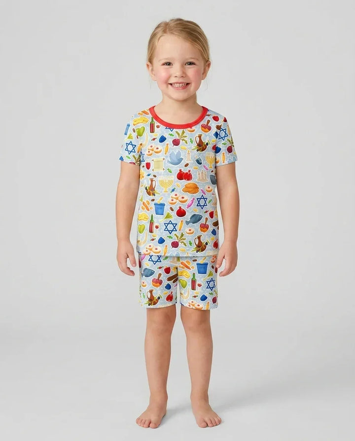 Template Zweiteiliges Pyjama-Set mit kurzen Ärmeln und Shorts