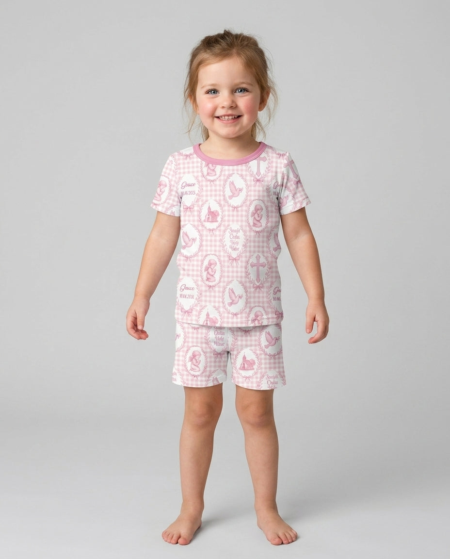 Schlafanzug-Set zweiteilig, kurze Ärmel, kurze Hose, Bambus