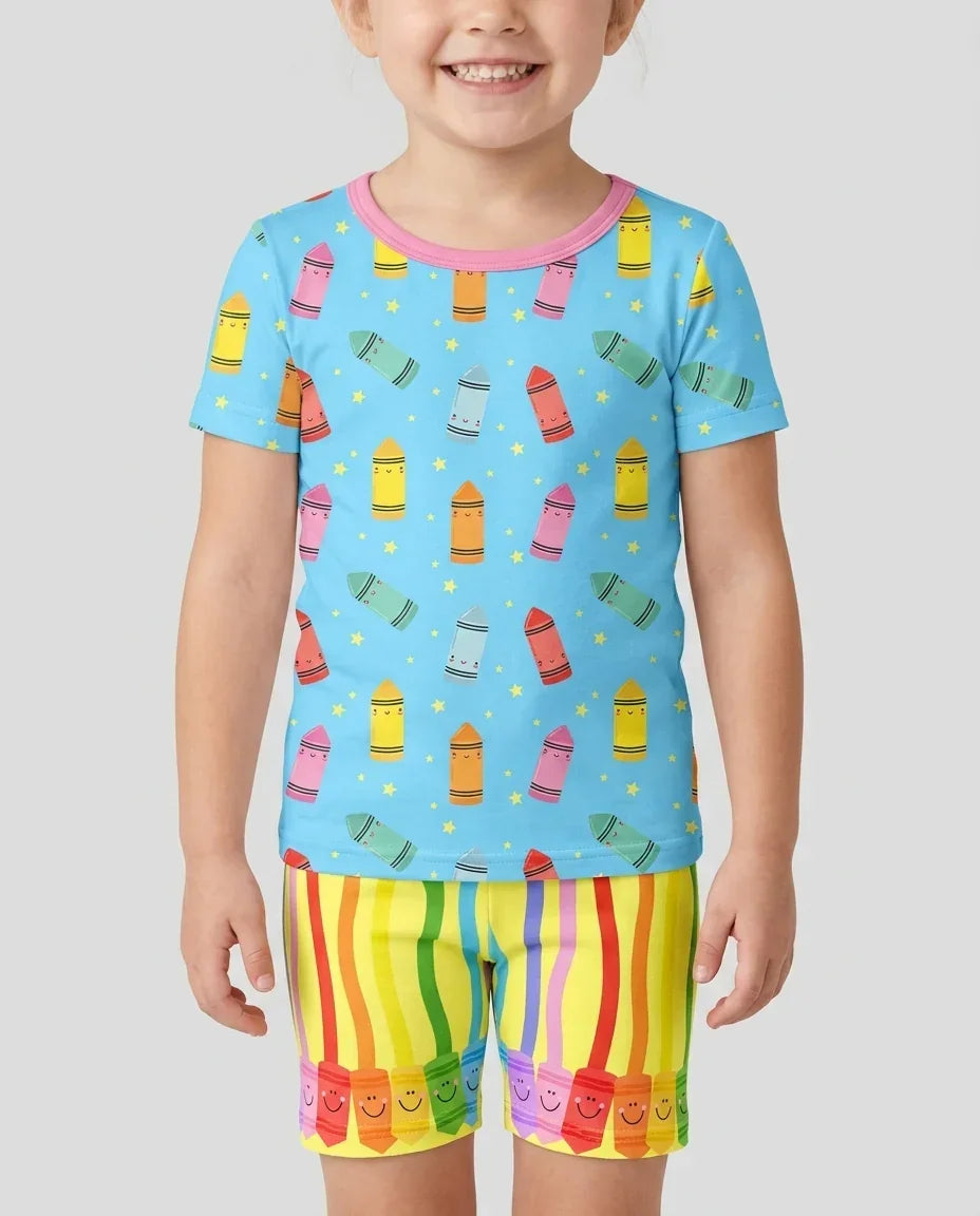 Schlafanzug-Set zweiteilig, kurze Ärmel, kurze Hose, Bambus