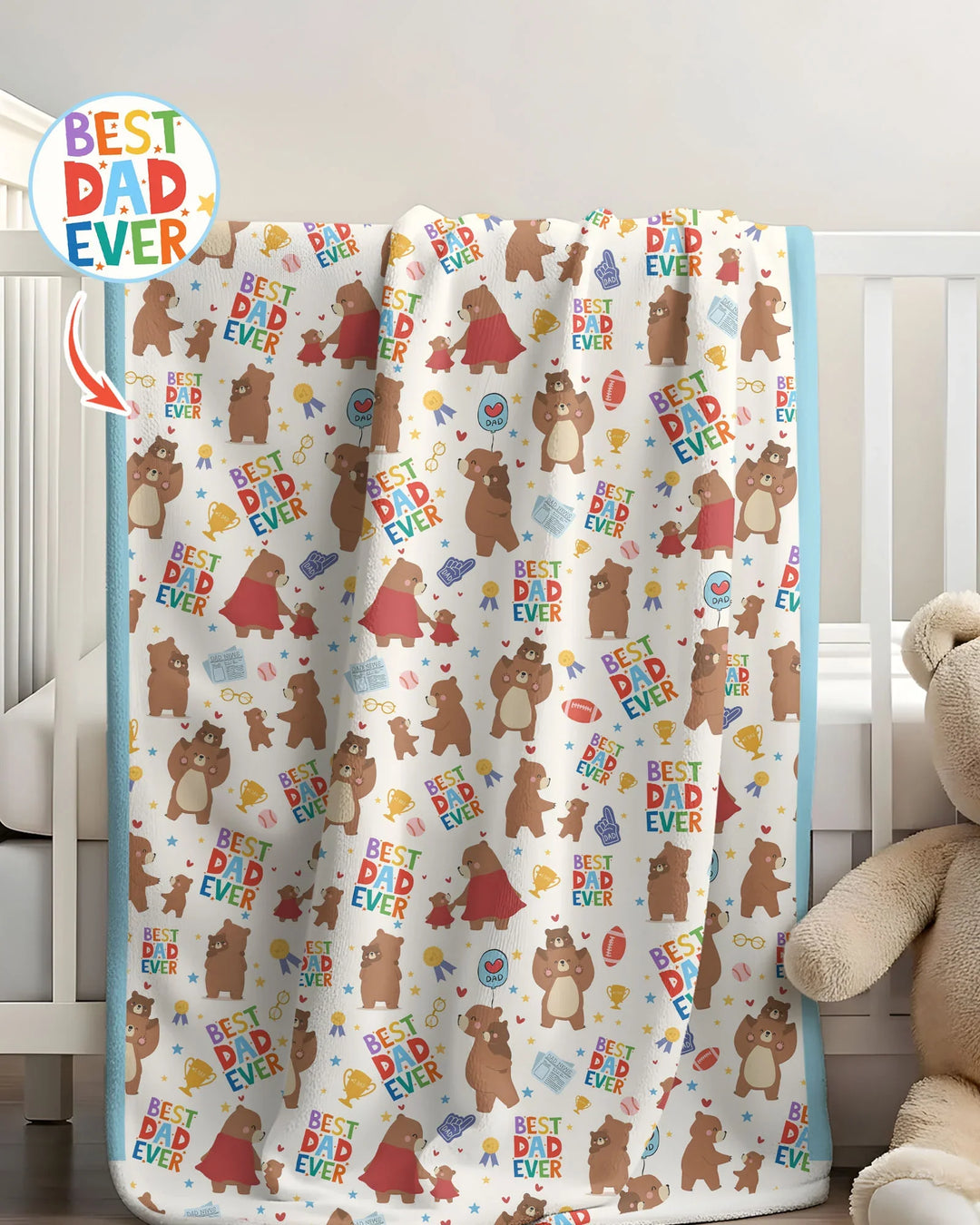Best Daddy Bear Ever Family Matching Bamboo Blanket