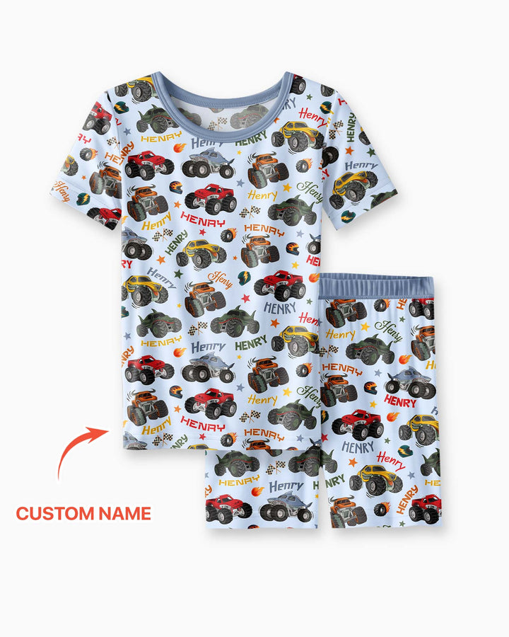 Zweiteiliges Pyjama-Set mit kurzen Ärmeln und Shorts im Sommer-Design