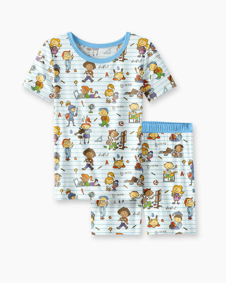Template Zweiteiliges Pyjama-Set mit kurzen Ärmeln und Shorts