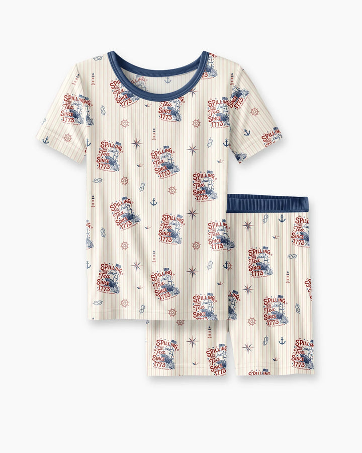 Schlafanzug-Set zweiteilig, kurze Ärmel, kurze Hose, Bambus