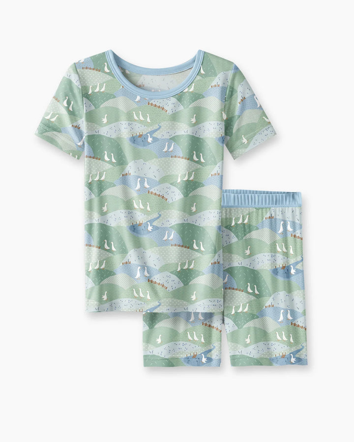 Schlafanzug-Set zweiteilig, kurze Ärmel, kurze Hose, Bambus