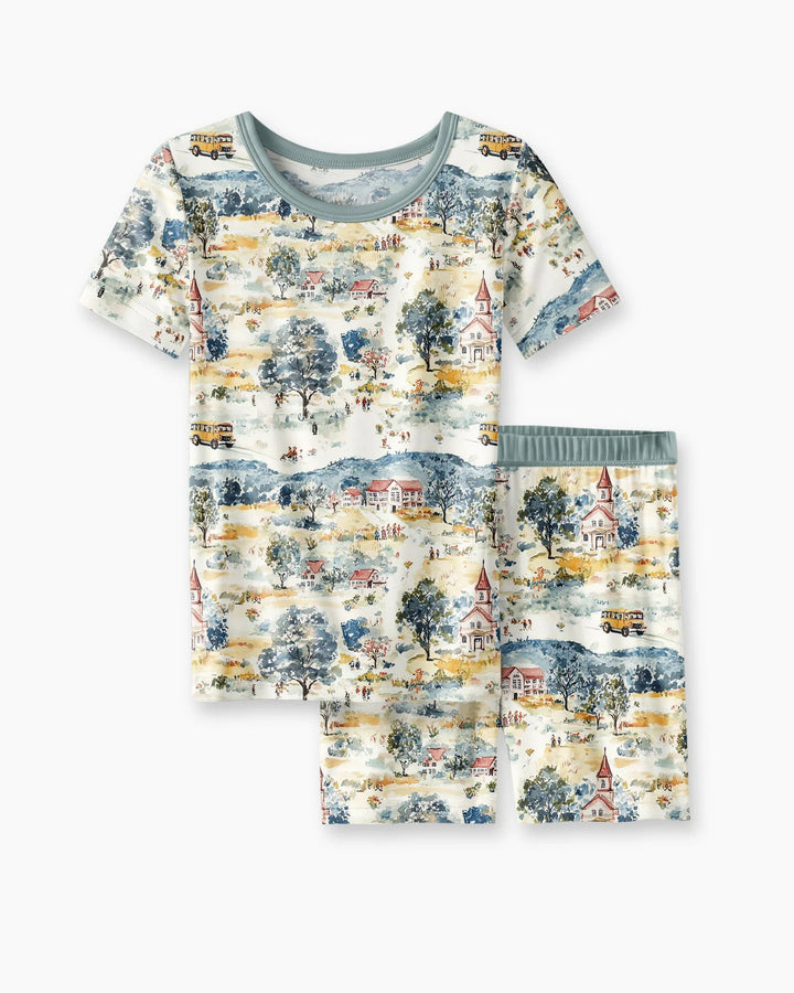 Schlafanzug-Set zweiteilig, kurze Ärmel, kurze Hose, Bambus