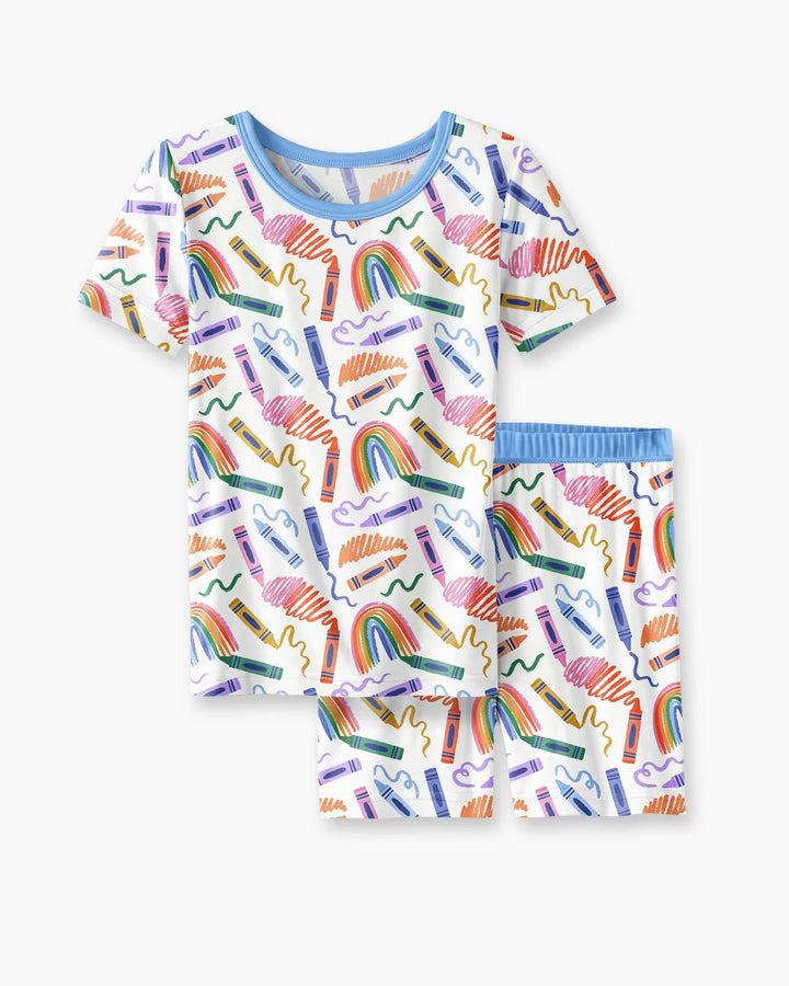 Schlafanzug-Set zweiteilig, kurze Ärmel, kurze Hose, Bambus