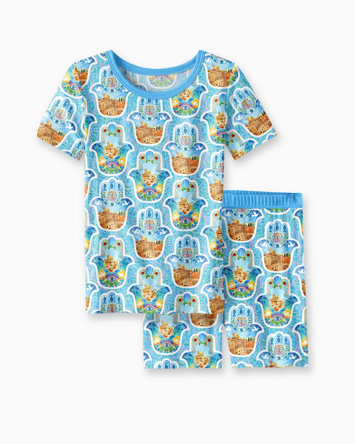 Schlafanzug-Set zweiteilig, kurze Ärmel, kurze Hose, Bambus