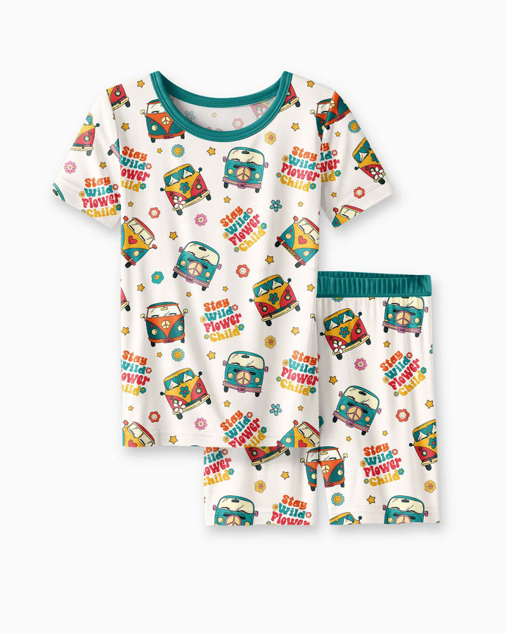Schlafanzug-Set zweiteilig, kurze Ärmel, kurze Hose, Bambus