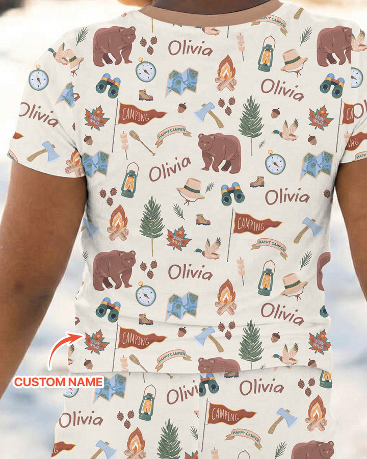 Custom Name Adventure Outdoors Bamboo Two Piece Short Sleeve Pajama Set