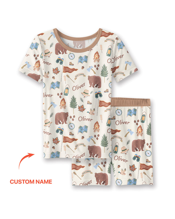 Custom Name Adventure Outdoors Bamboo Two Piece Short Sleeve Shorts Pajama Set