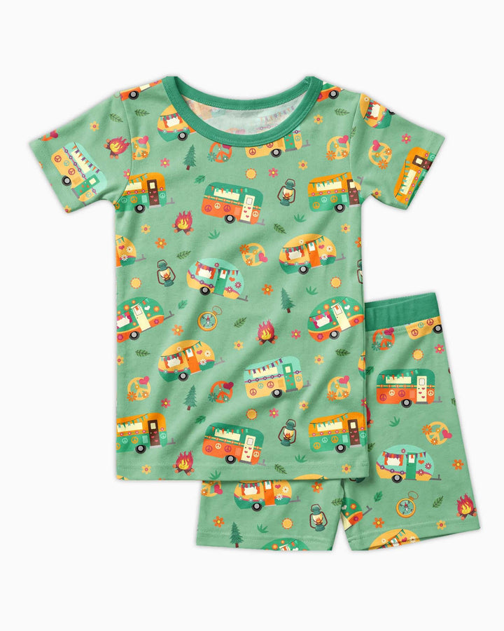 Zweiteiliges Pyjama-Set mit kurzen Ärmeln und Shorts im Sommer-Design