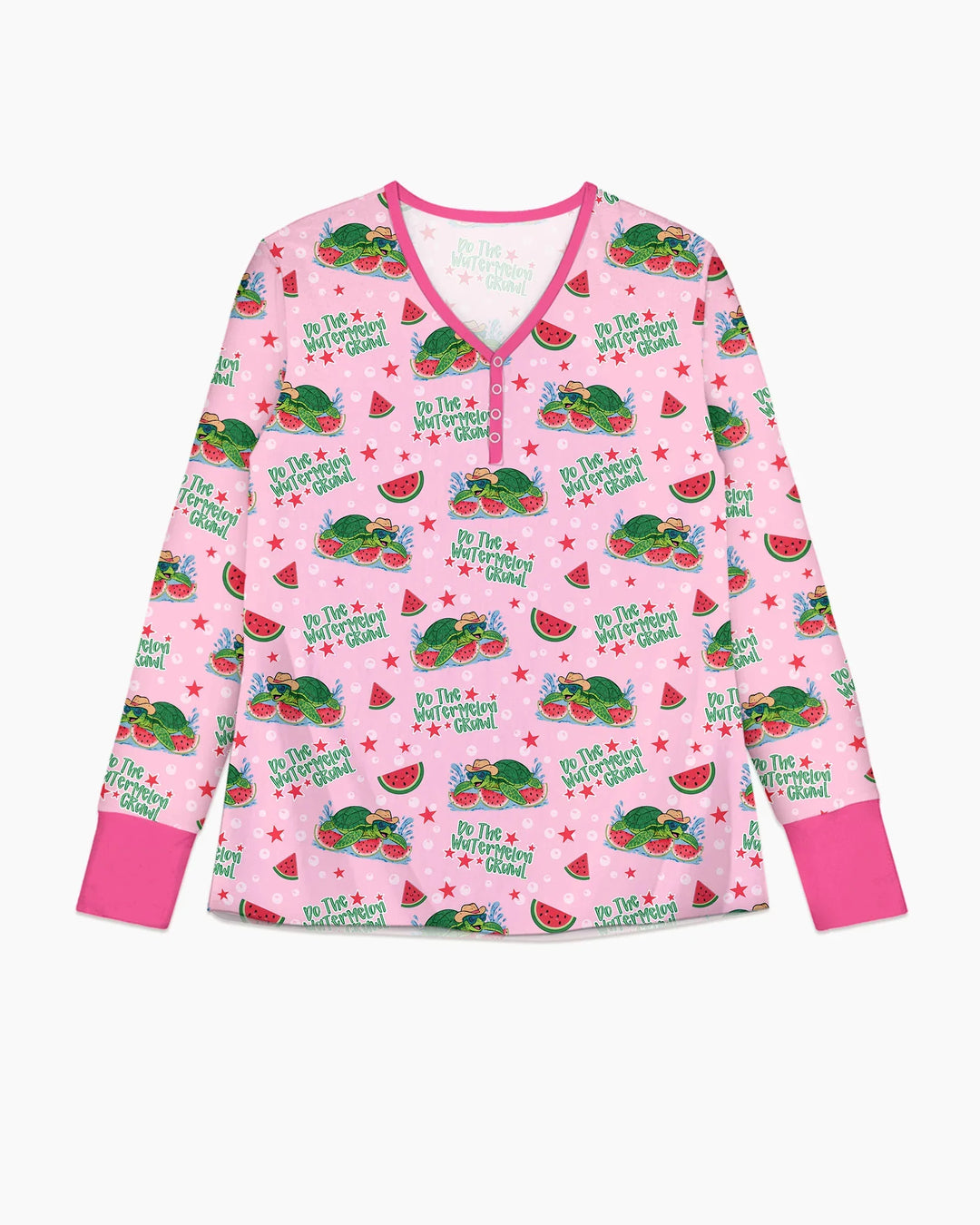 Wassermelonen-Schildkröten Familie passendes Bambus Pyjama Set für Damen