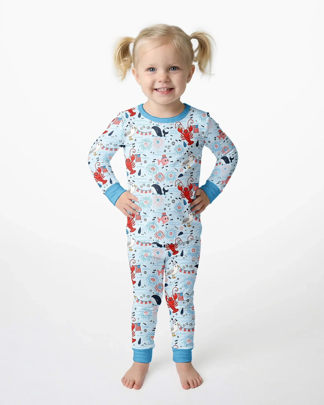 Celebrate 4th of July Family Matching Bamboo Two Piece Long Sleeve Pajama Set