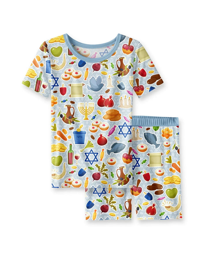 Template Zweiteiliges Pyjama-Set mit kurzen Ärmeln und Shorts