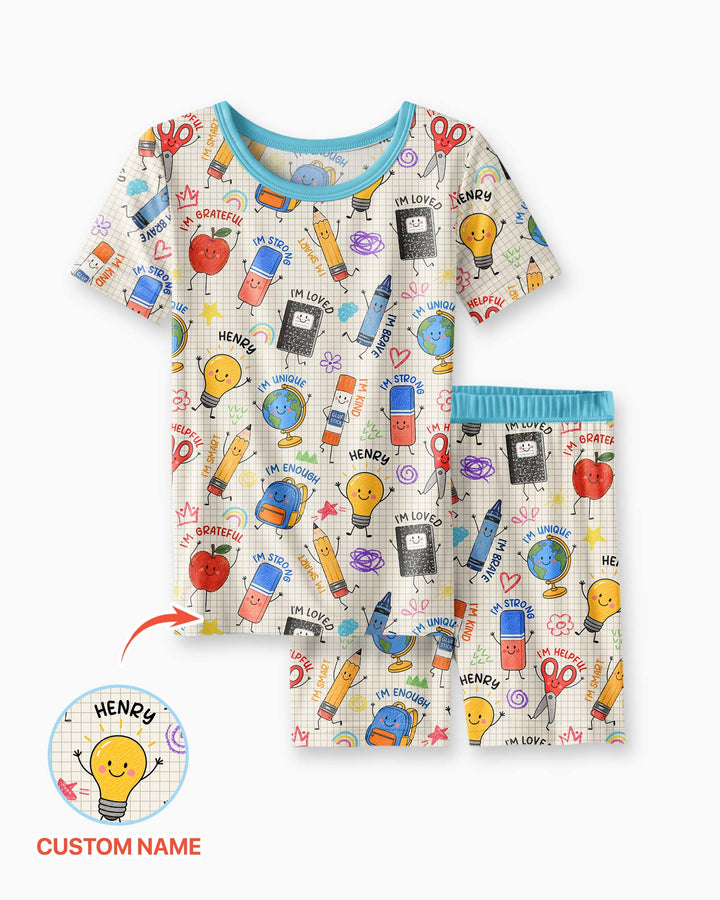 Schlafanzug-Set zweiteilig, kurze Ärmel, kurze Hose, Bambus