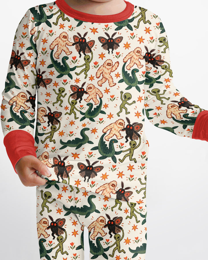 Dancing Cryptids Bamboo Two Piece Long Sleeve Pajama Set