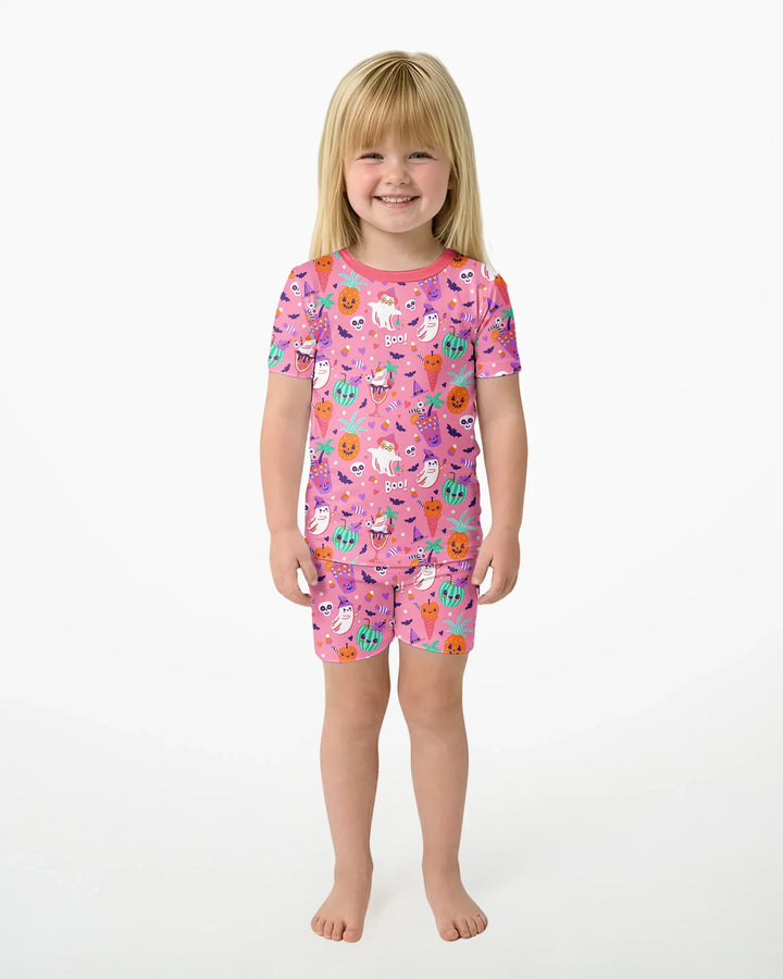 Summerween Doodles Bamboo Two Piece Short Sleeve Shorts Pajama Set