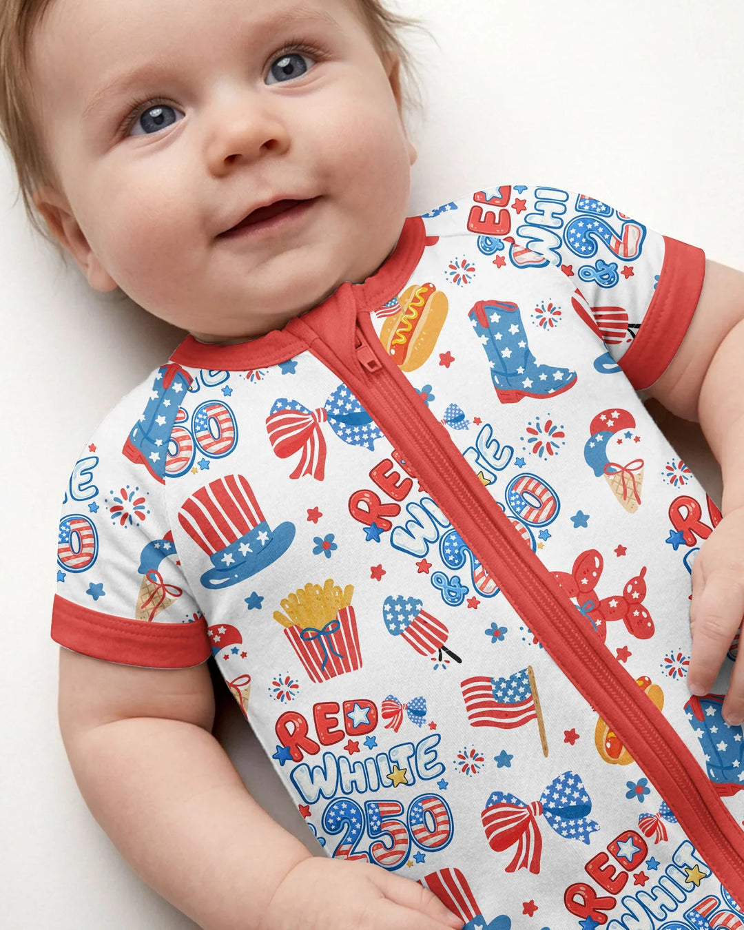 Red White & 250 Bamboo Shorty Zippy
