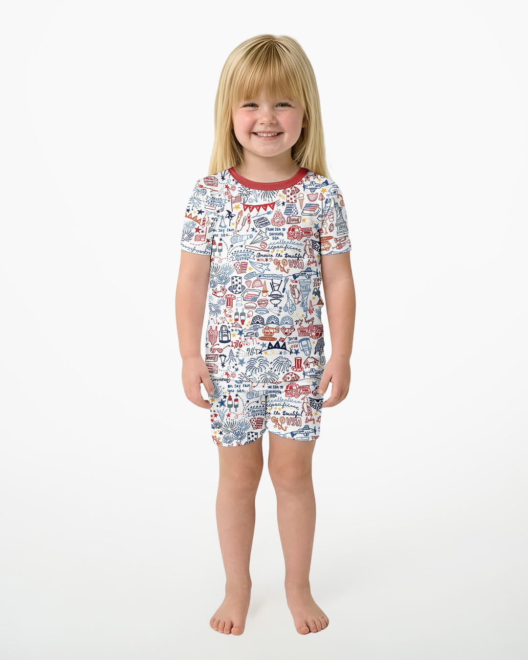 Schlafanzug-Set zweiteilig, kurze Ärmel, kurze Hose, Bambus