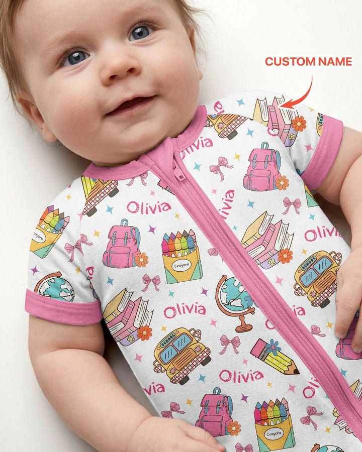 Custom Name Back To School Bamboo Shorty Zippy