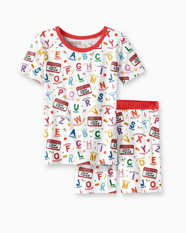 I'm A Child Of God ABCs Bamboo Two Piece Short Sleeve Shorts Pajama Set